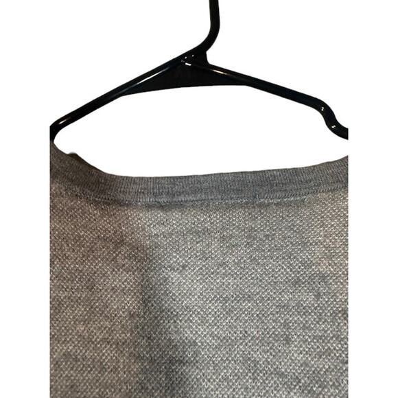 Calvin Klein Gray Long Sleeve V-Neck Merino Wool Blend Sweater Women Sz L - Picture 7 of 7
